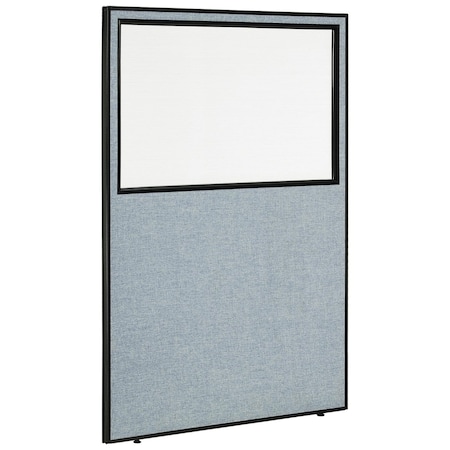 Global Industrial 48-1/4W x 72H Office Partition Panel with Partial Window, Blue 694664WBL
